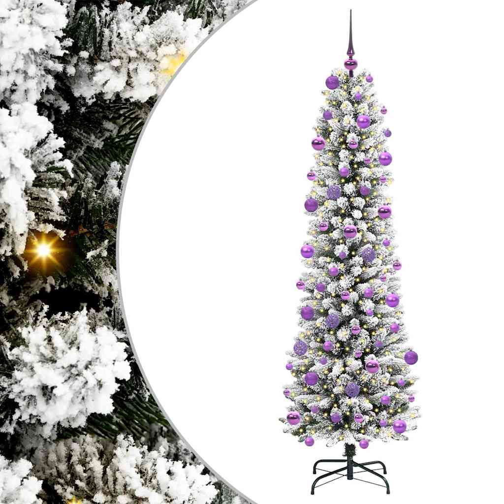 Kunstig juletre med 300 LED Hvit 210 cm PVC og Metall og Plast