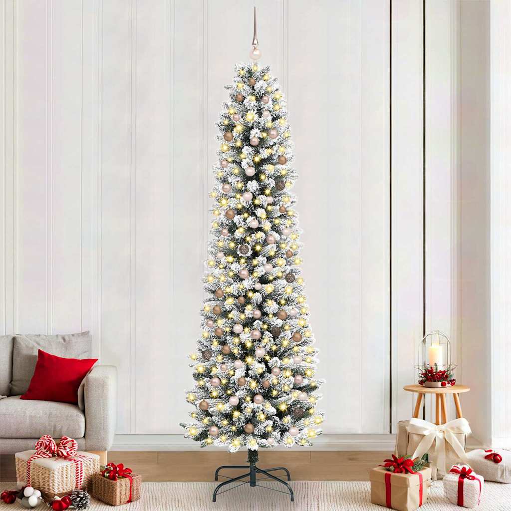 Kunstig juletre med 300 LED Hvit 240 cm PVC og Metall og Plast