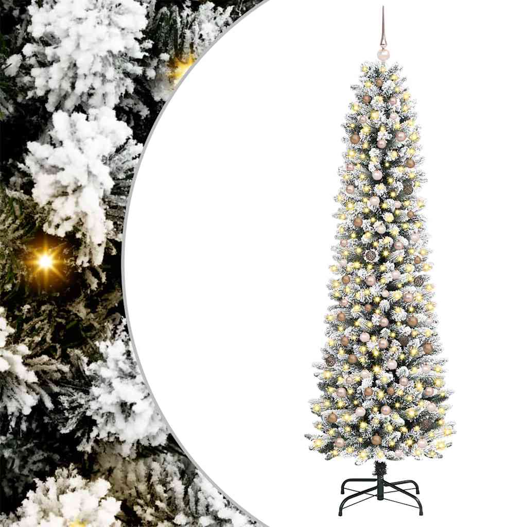 Kunstig juletre med 300 LED Hvit 240 cm PVC og Metall og Plast