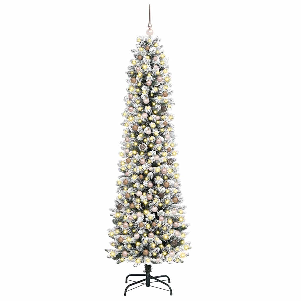 Kunstig juletre med 300 LED Hvit 240 cm PVC og Metall og Plast