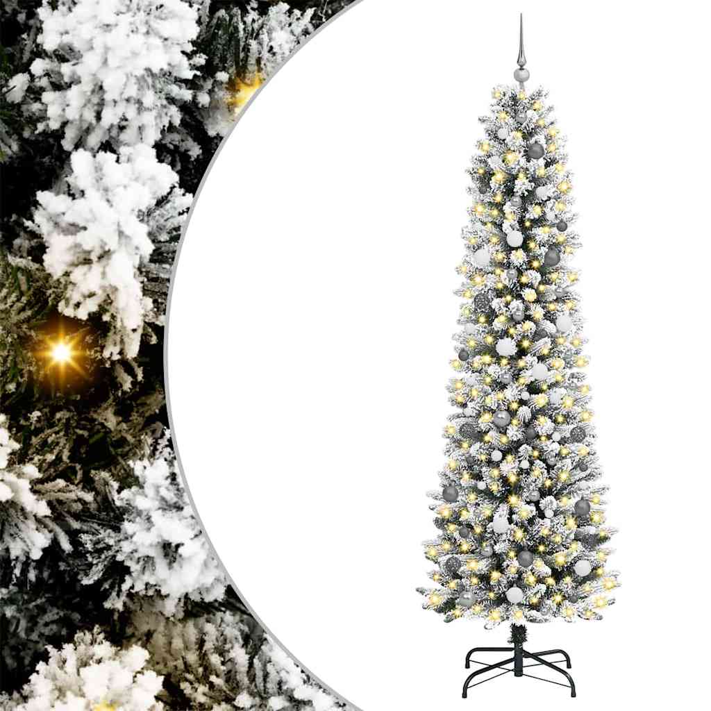 Kunstig juletre med 300 LED Hvit 240 cm PVC og Metall og Plast