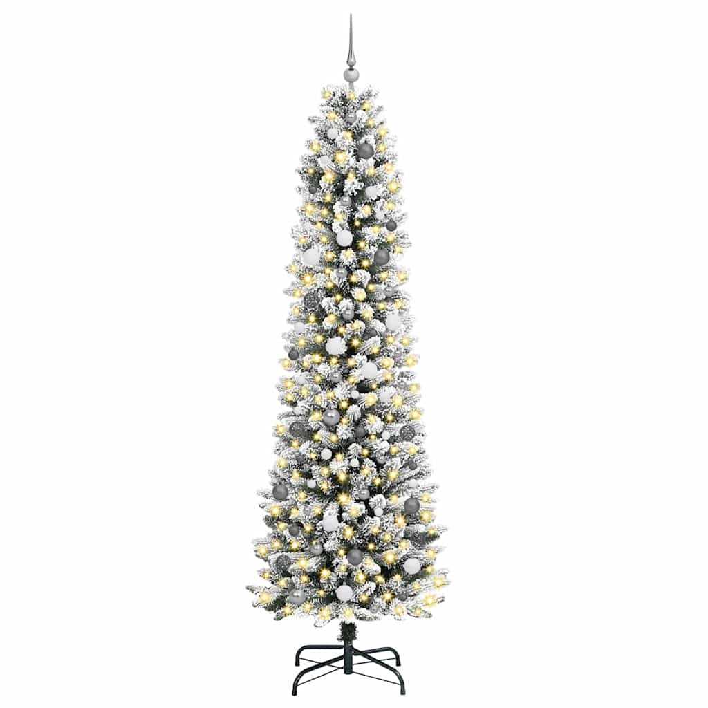 Kunstig juletre med 300 LED Hvit 240 cm PVC og Metall og Plast