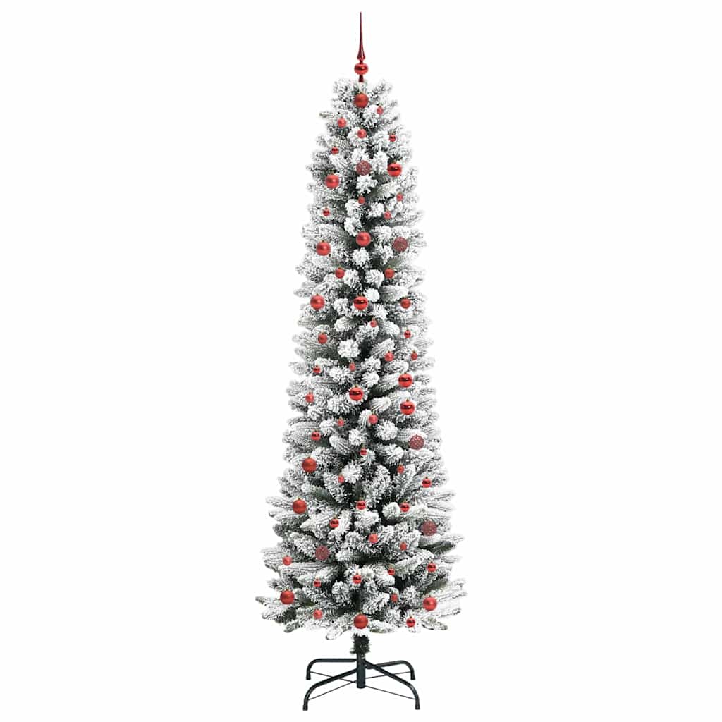 Kunstig juletre Grønn og hvit 240 cm PVC og Metall og Plast