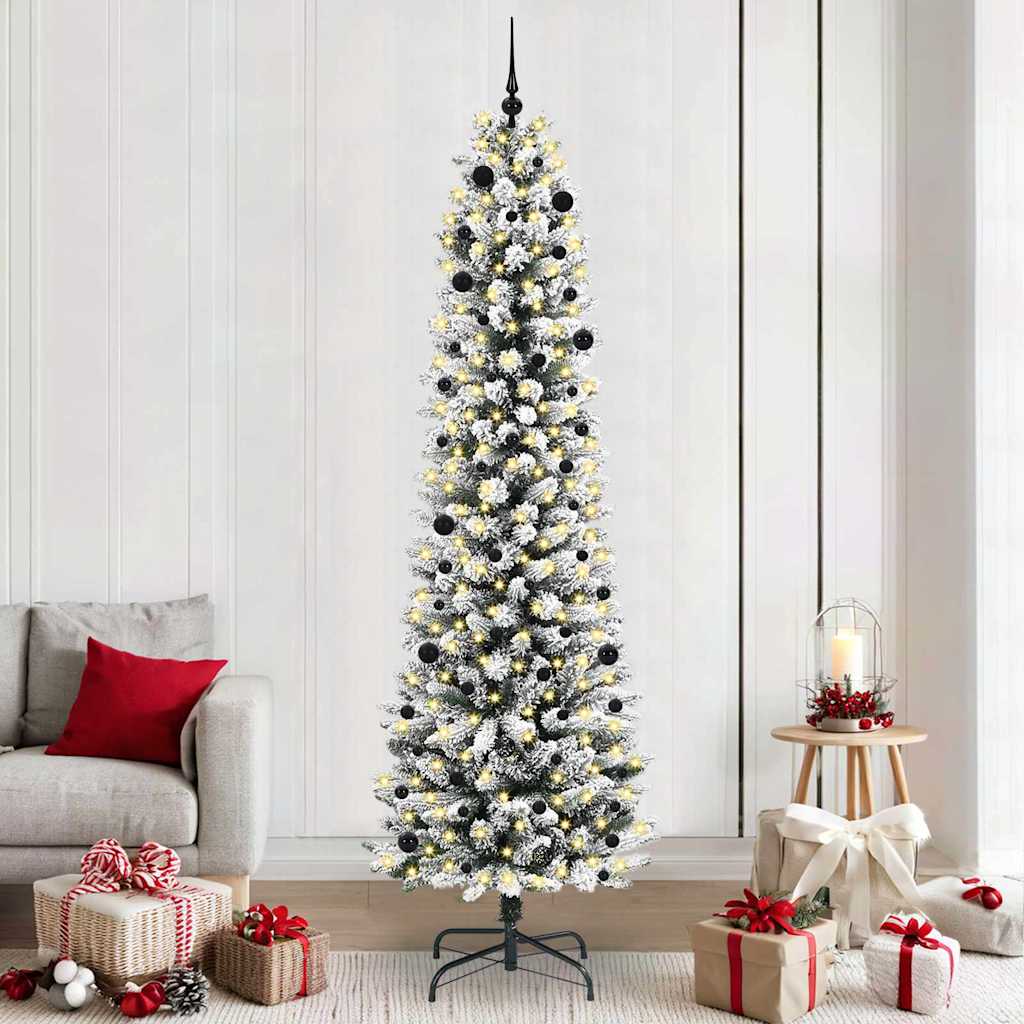 Kunstig juletre Grønn og hvit 240 cm PVC og Metall og Plast
