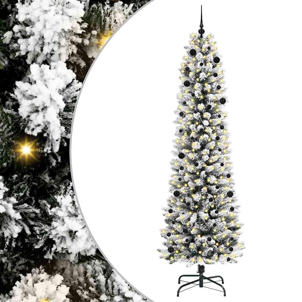 Kunstig juletre Grønn og hvit 240 cm PVC og Metall og Plast