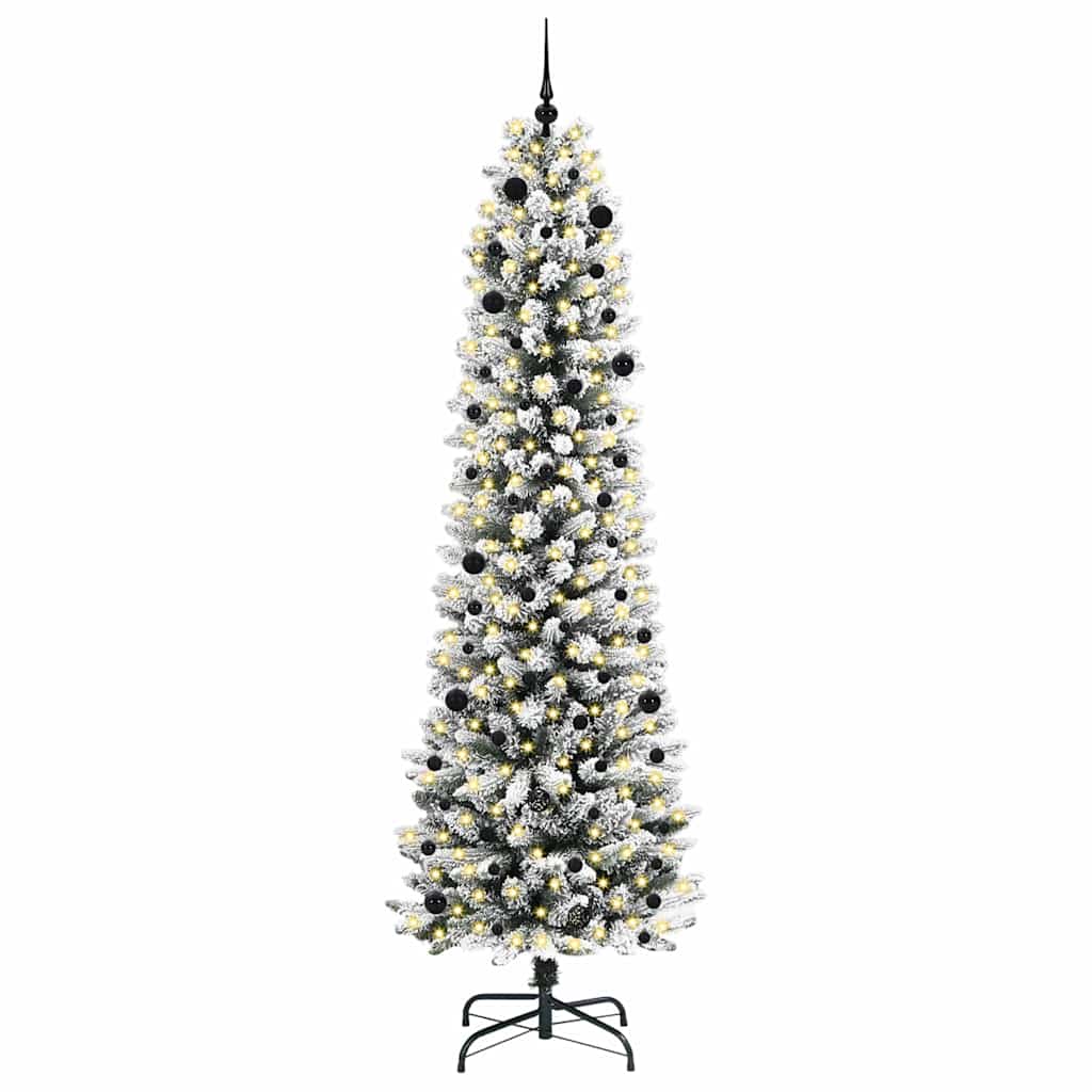 Kunstig juletre Grønn og hvit 240 cm PVC og Metall og Plast