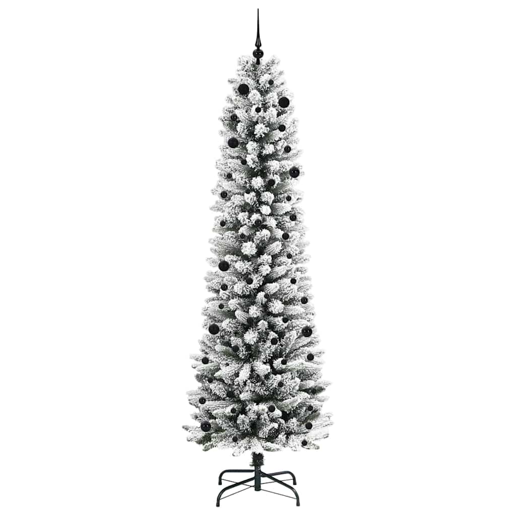 Kunstig juletre Grønn og hvit 240 cm PVC og Metall og Plast