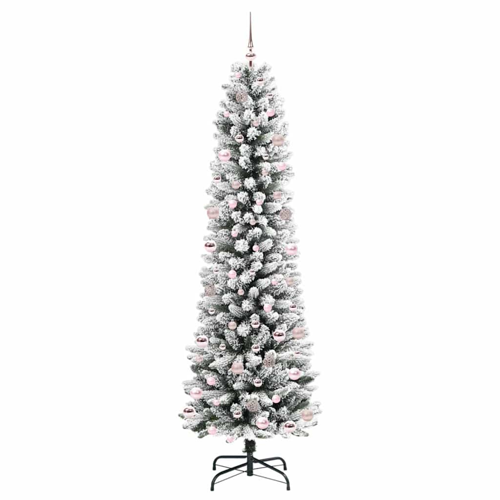Kunstig juletre Grønn og hvit 240 cm PVC og Metall og Plast