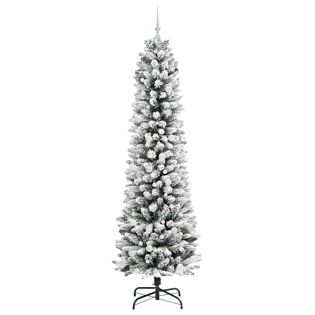 Kunstig juletre Grønn og hvit 240 cm PVC og Metall og Plast