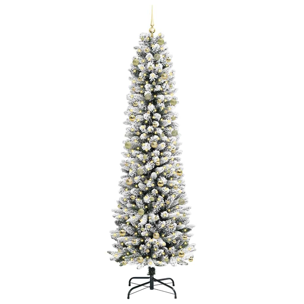 Kunstig juletre Grønn og hvit 240 cm PVC og Metall og Plast