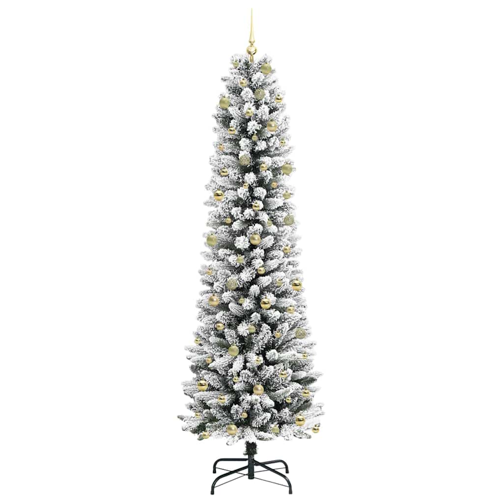 Kunstig juletre Grønn og hvit 240 cm PVC og Metall og Plast