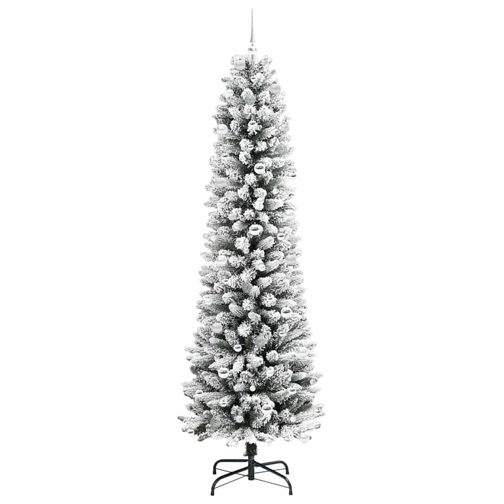 Kunstig juletre Grønn og hvit 240 cm PVC og Metall og Plast