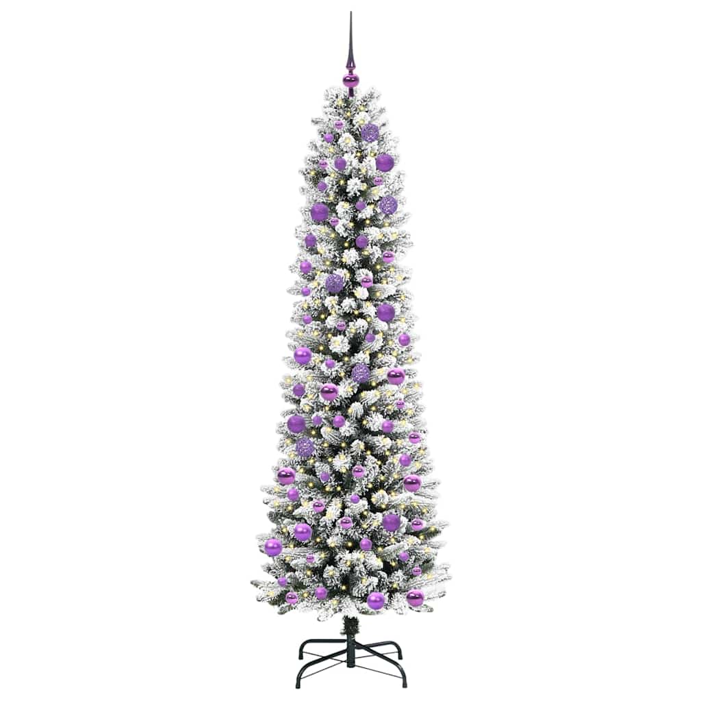 Kunstig juletre Grønn og hvit 240 cm PVC og Metall og Plast