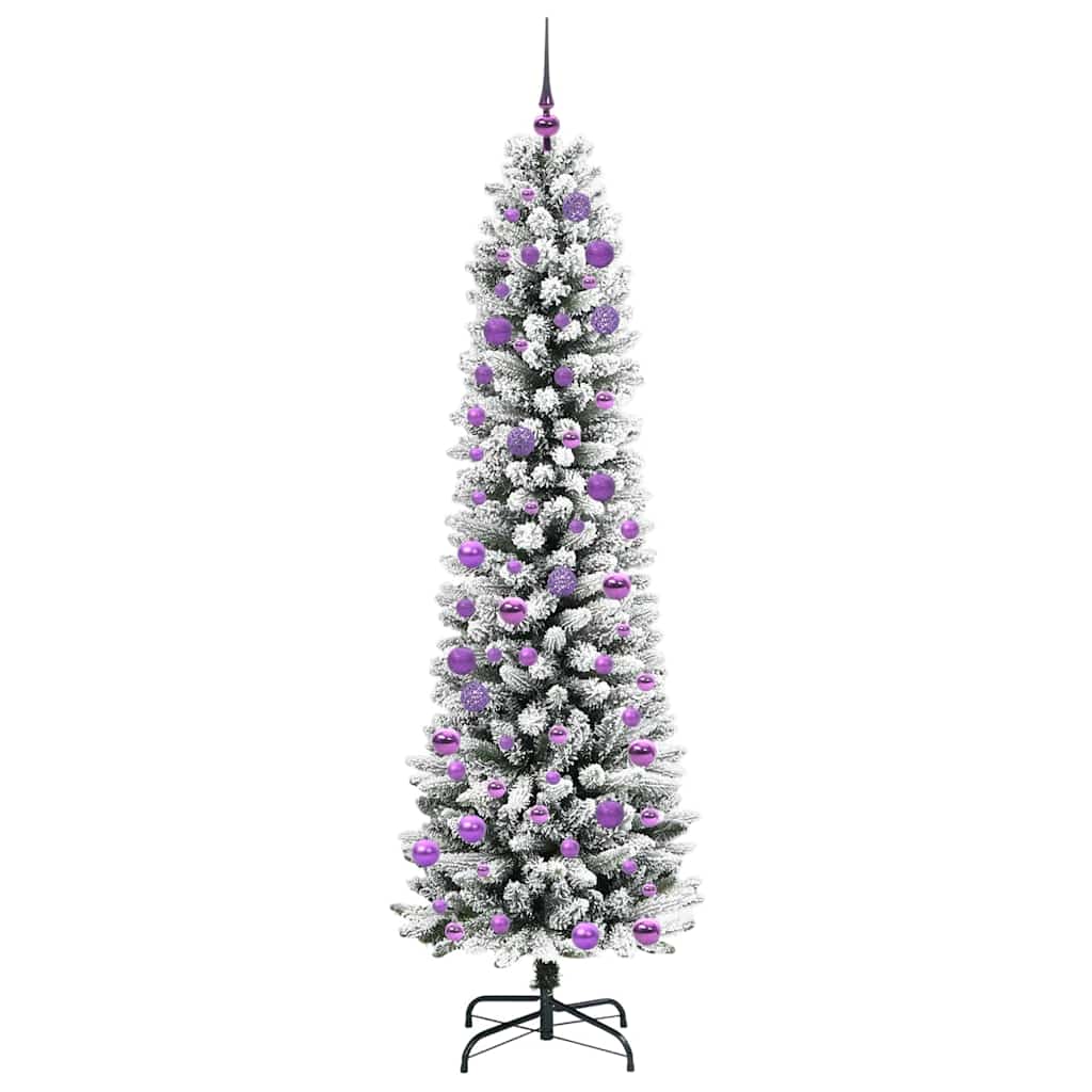 Kunstig juletre Grønn og hvit 240 cm PVC og Metall og Plast
