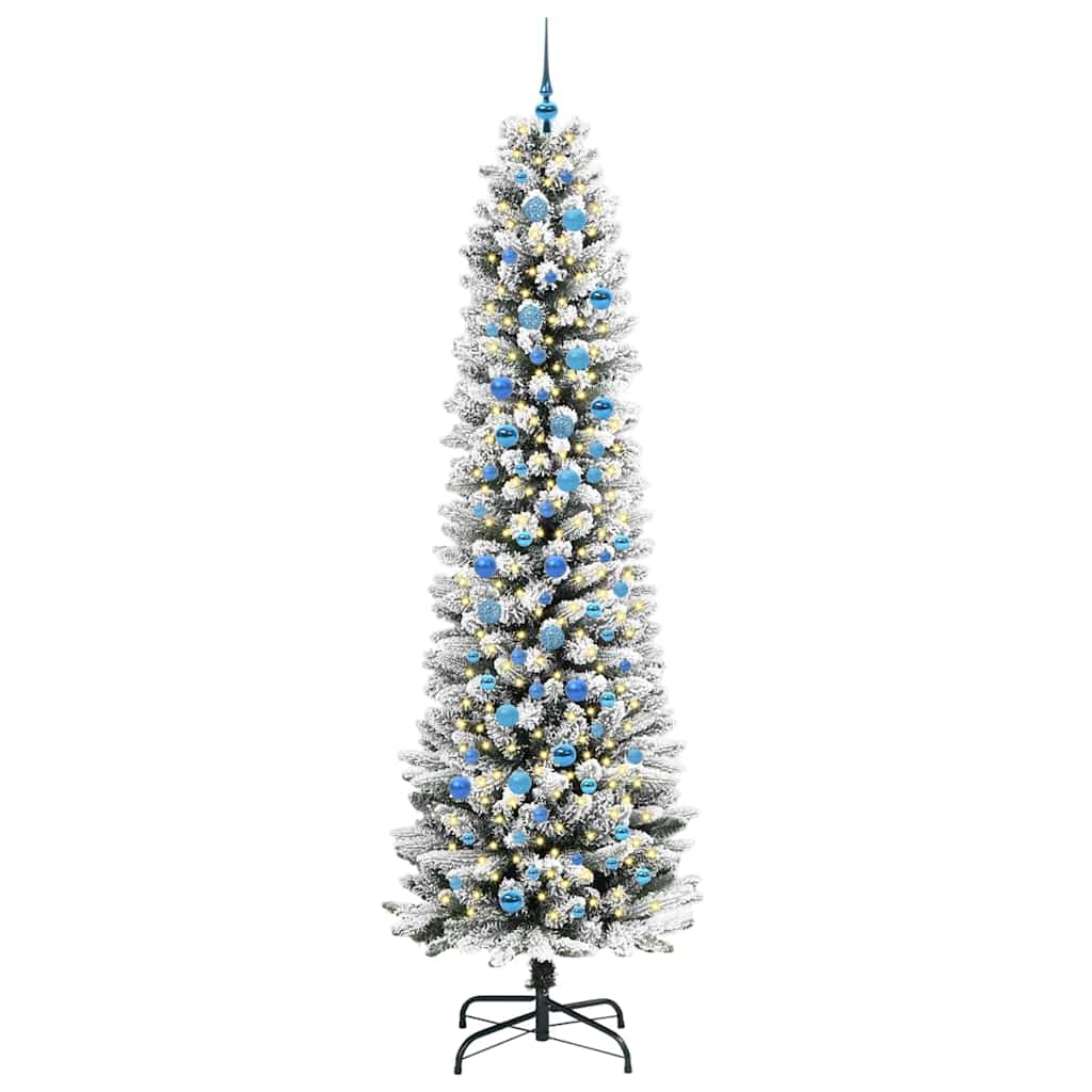 Kunstig juletre Grønn og hvit 240 cm PVC og Metall og Plast