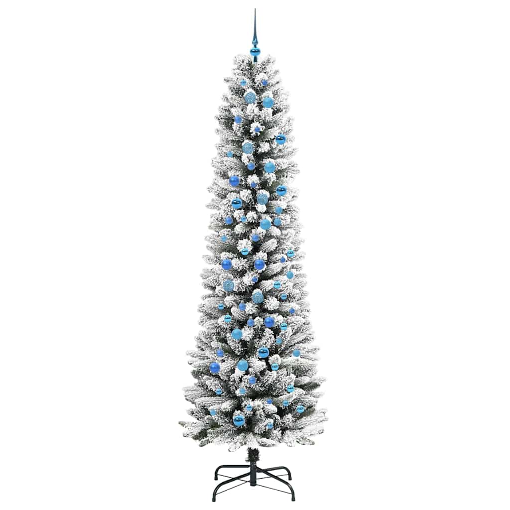 Kunstig juletre Grønn og hvit 240 cm PVC og Metall og Plast