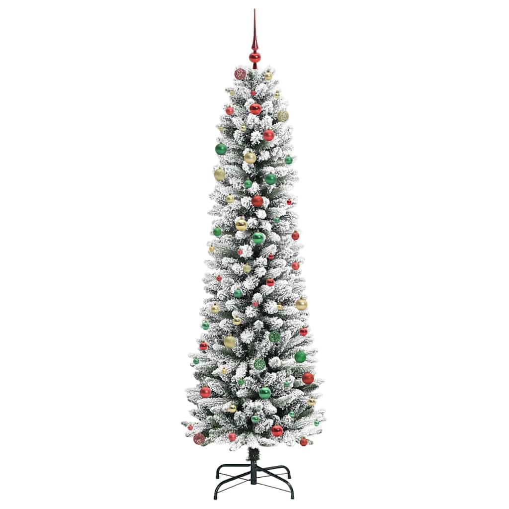 Kunstig juletre Grønn og hvit 240 cm PVC og Metall og Plast