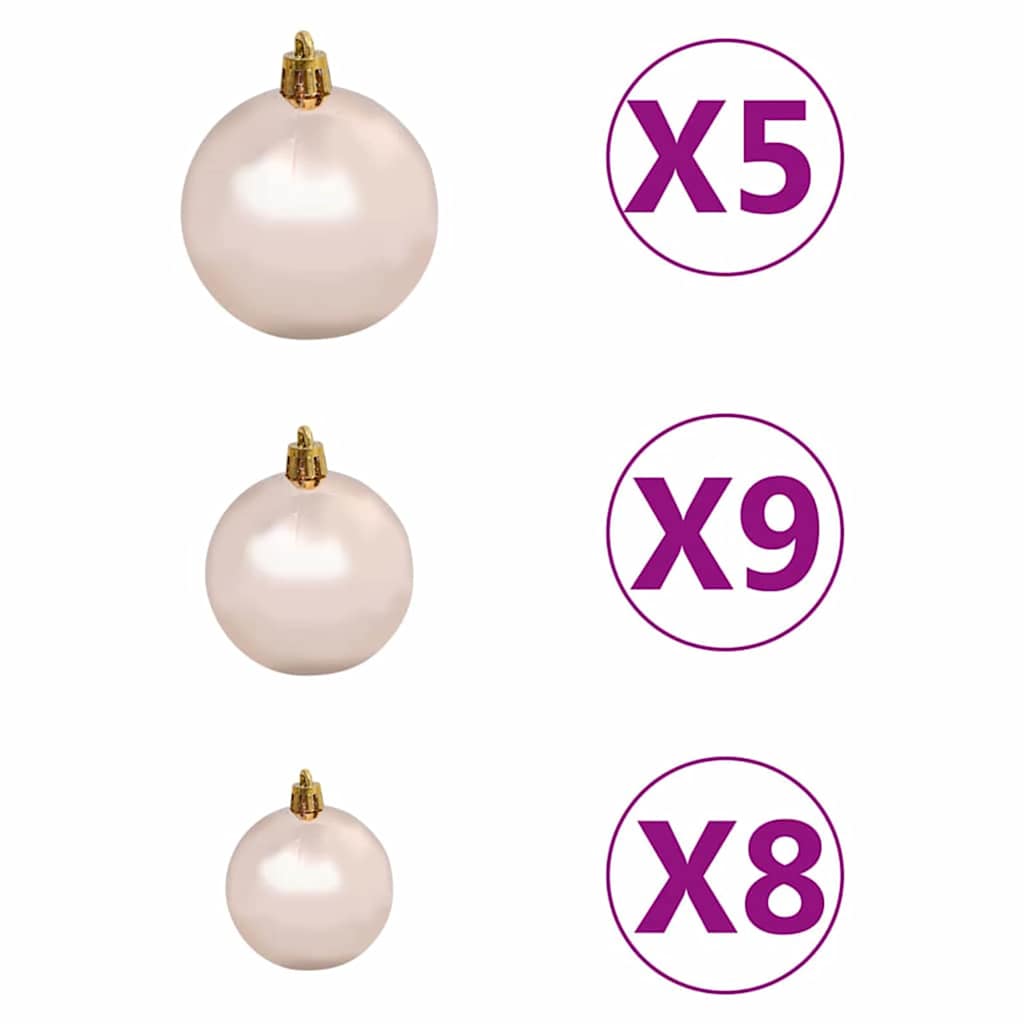 Kunstig forhåndsbelyst juletre med kule-sett grønn 120 cm PET