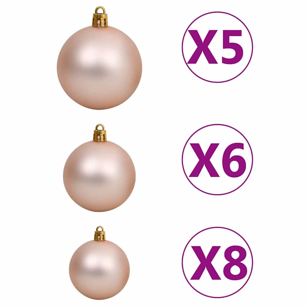 Kunstig forhåndsbelyst juletre med kule-sett grønn 120 cm PET