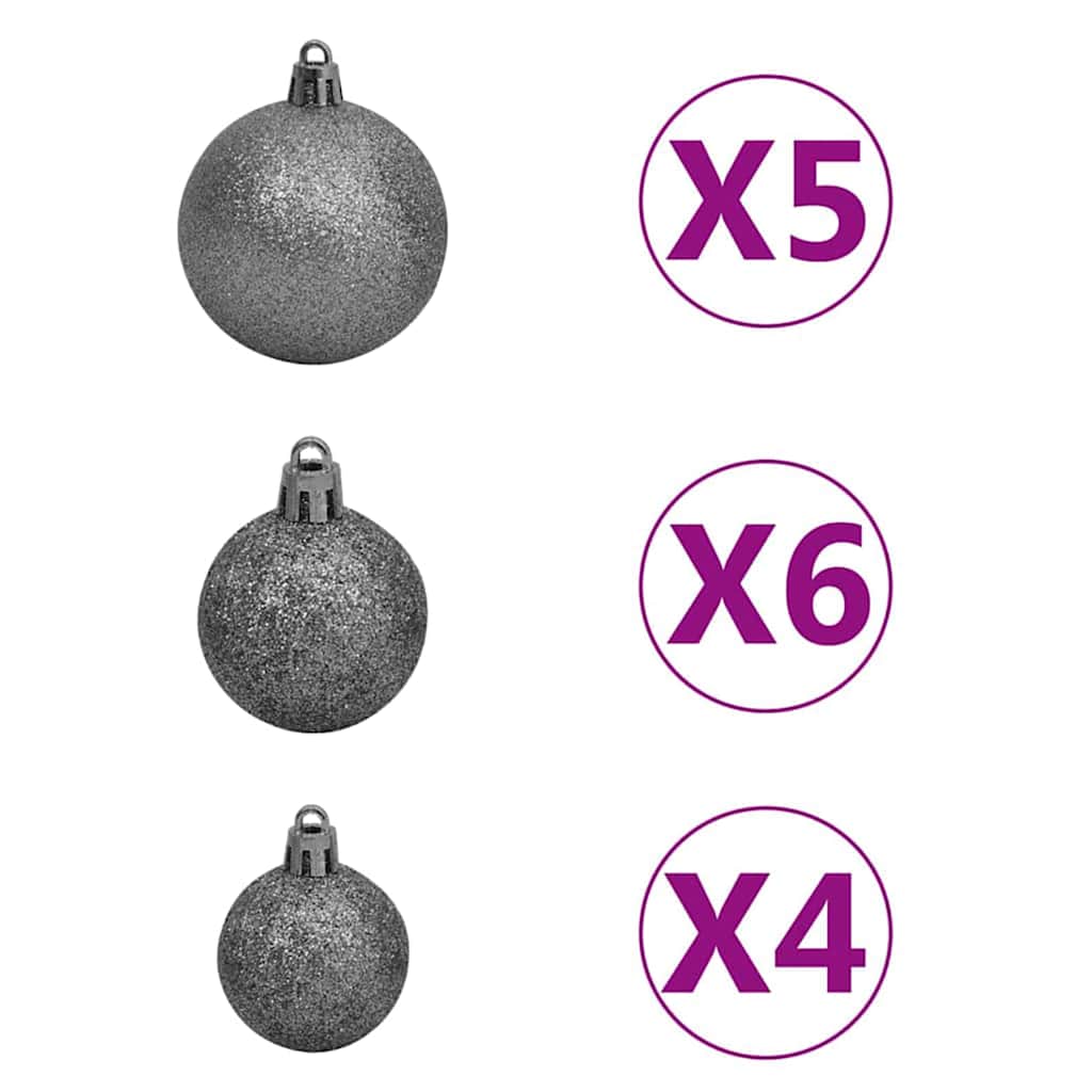 Kunstig forhåndsbelyst juletre med kule-sett grønn 120 cm PET