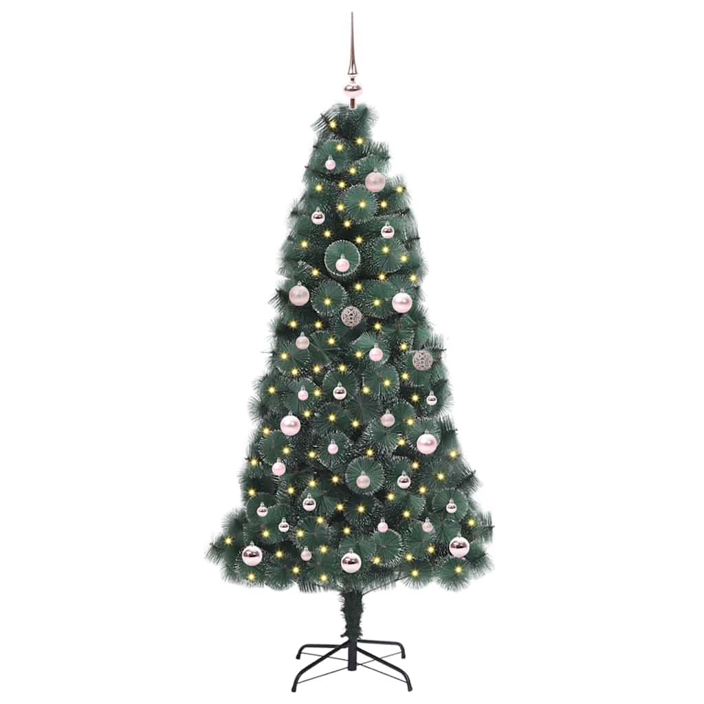Kunstig Forsynt Juletre med Kule Sett grønn 150 cm PET