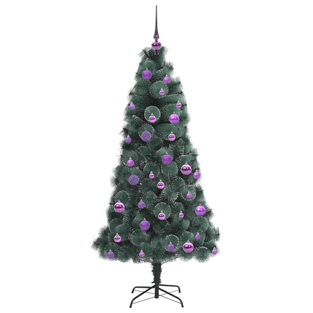 Kunstig Forhåndsbelyst Julegran med Kule Sett grønn 150 cm PET