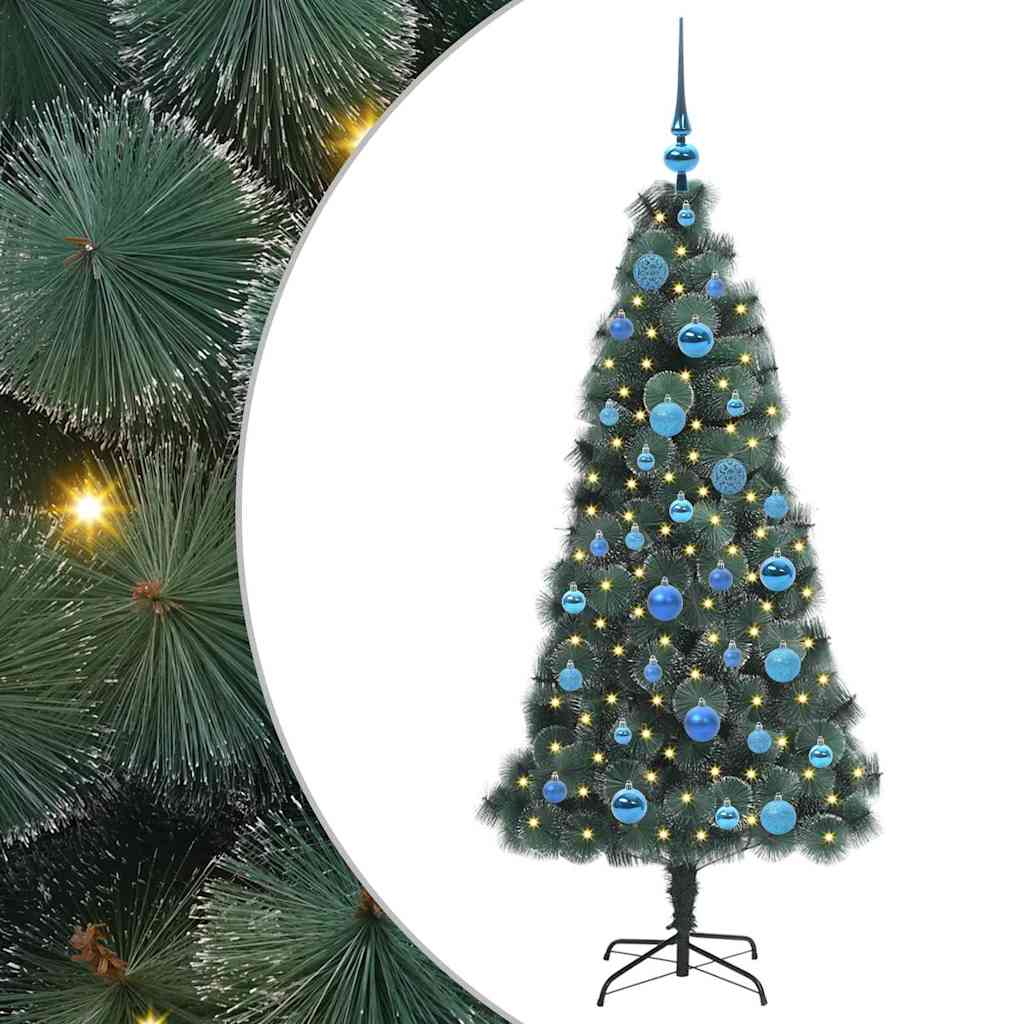 Kunstig Forhåndsopprettet Julegran med Kule Sett grønn 150 cm