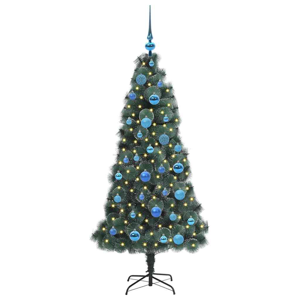 Kunstig Forhåndsopprettet Julegran med Kule Sett grønn 150 cm