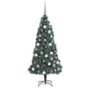 Kunstig Forbelyst Juletre med Kule Sett grønn 210 cm PET