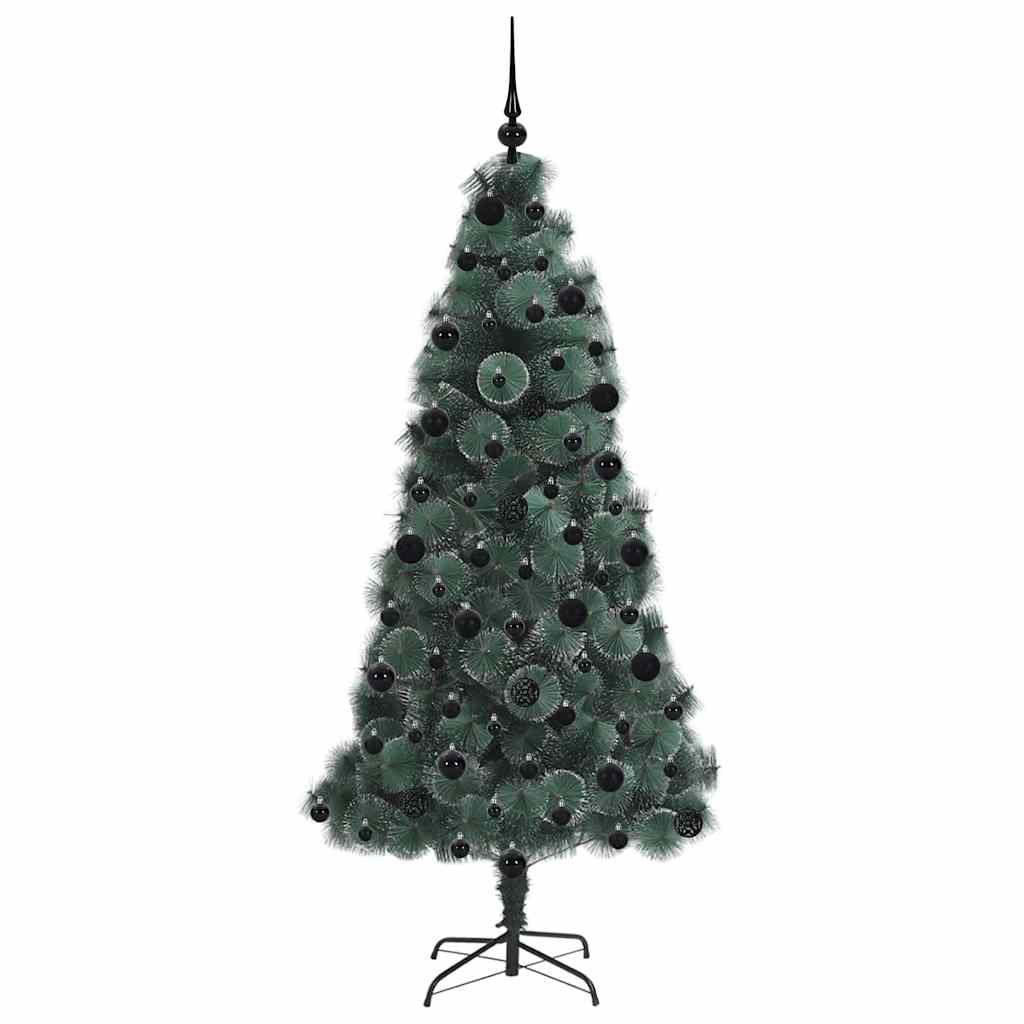 Kunstig Ferdig Lysende Juletræ med Kule Sett grønn 210 cm PET