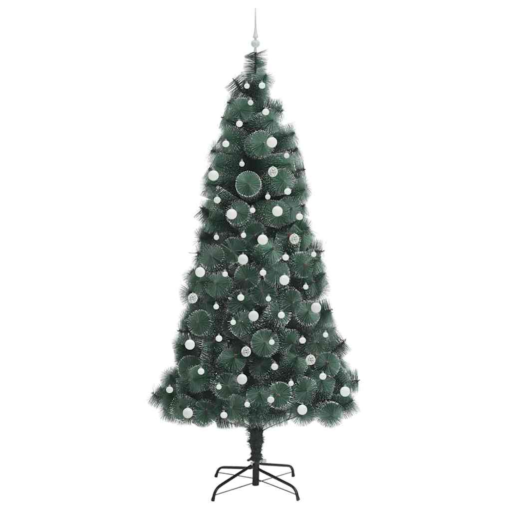 Kunstig forhåndsbelyst juletre med kulepakke grønn 240 cm PET