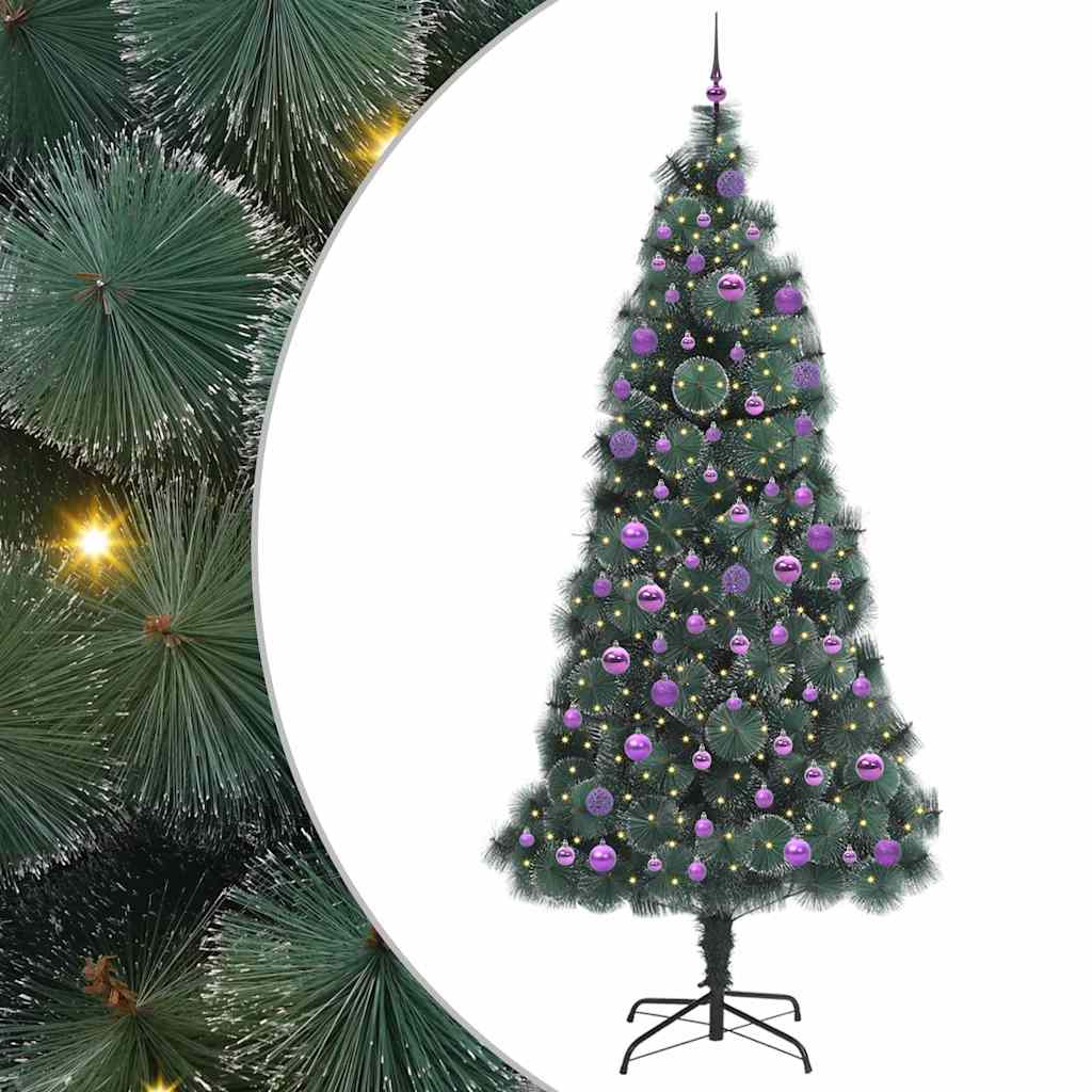Kunstig forbehandlet juletre med kulesett grønn 240 cm PET