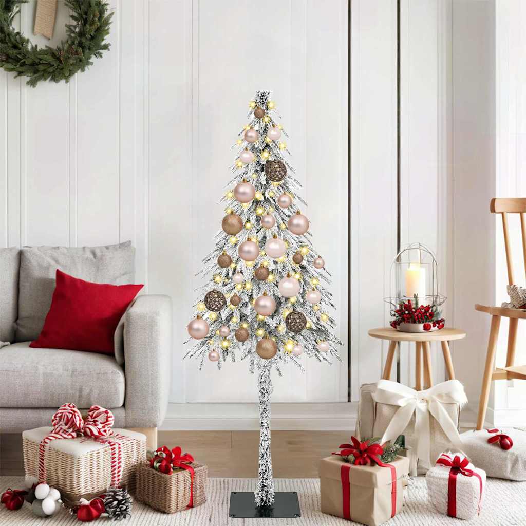 Juletre med 150 LED med stativ Hvit 120 cm PE og stål