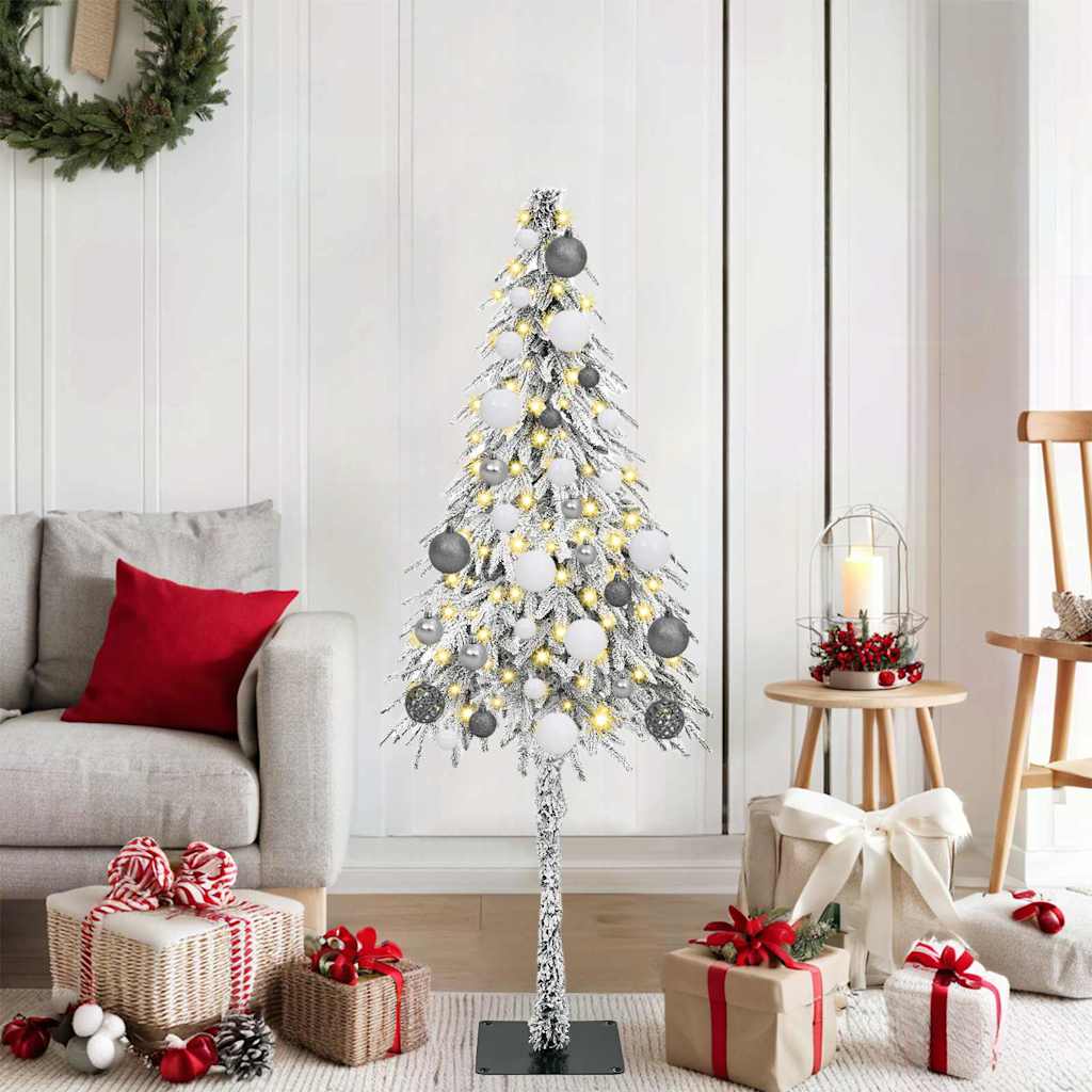 Juletre med 150 LED med stativ Hvit 120 cm PE og stål