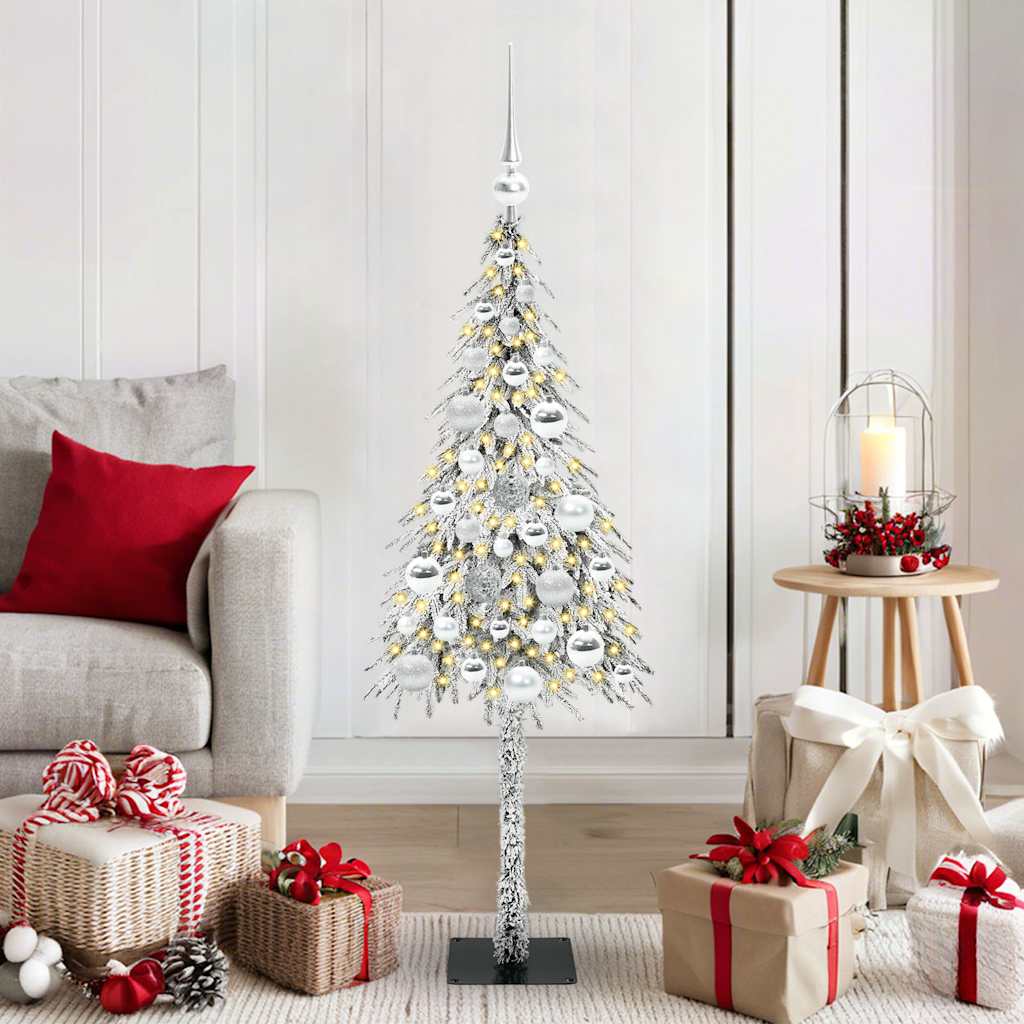 Juletre med 150 LED med stativ Hvit 120 cm PE og stål