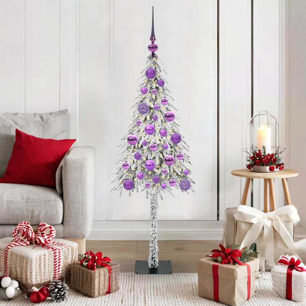 Juletre med 150 LED med stativ Hvit 120 cm PE og stål