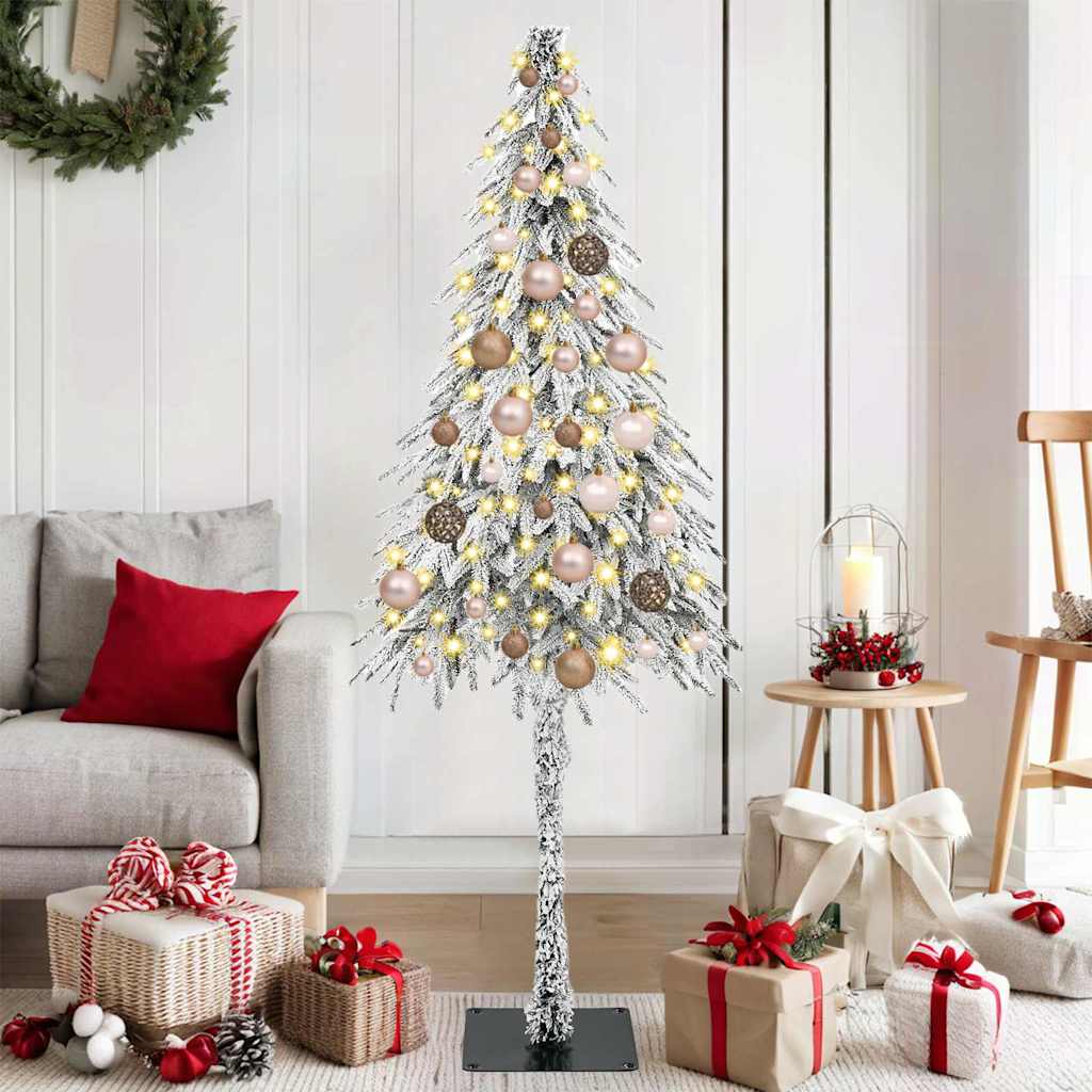 Juletre med 150 LED med stativ Hvit 150 cm PE og stål