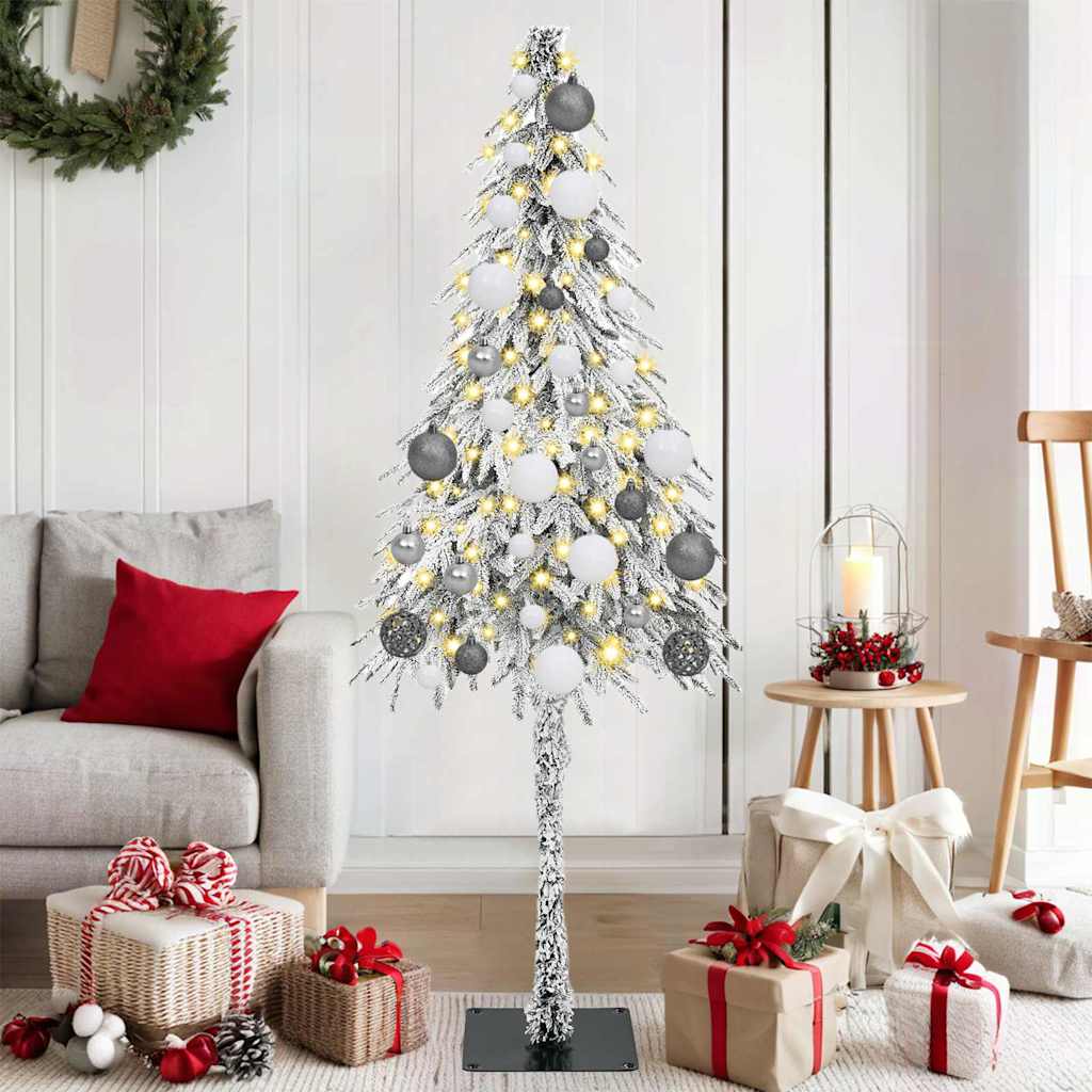Juletre med 150 LED med stativ Hvit 150 cm PE og stål