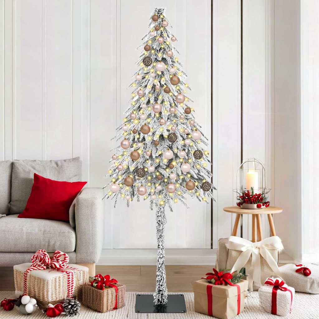 Juletre med 300 LED med stativ Hvit 180 cm PE og stål