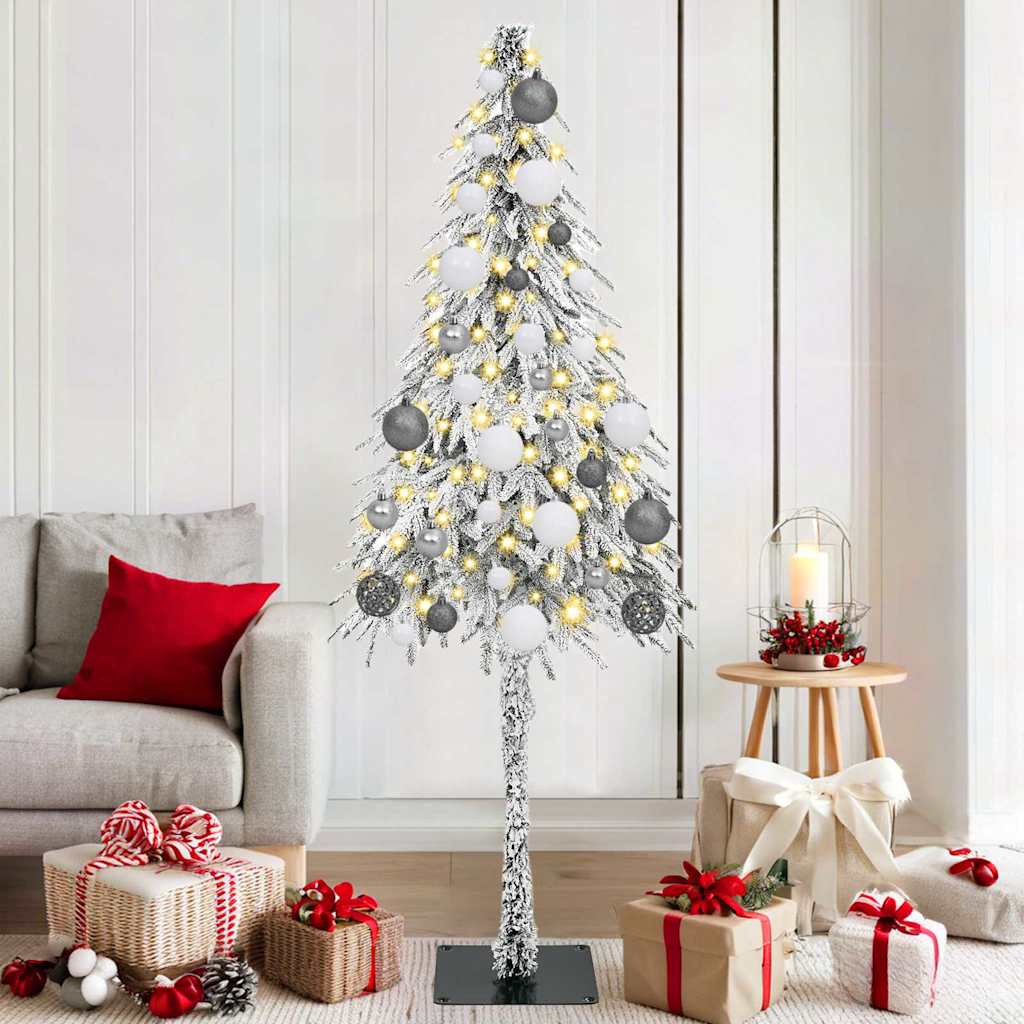 Juletre med 300 LED med stativ Hvit 180 cm PE og stål