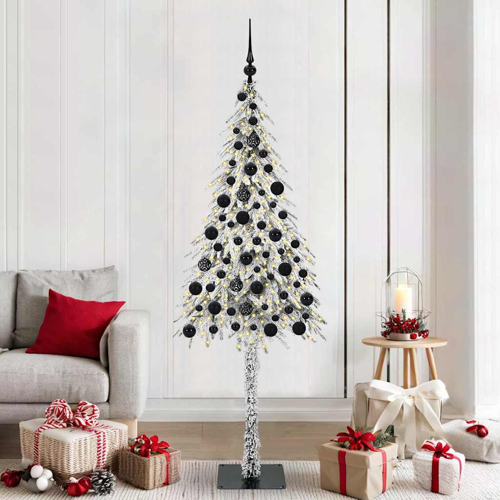 Juletre med 300 LED med stativ Hvit 180 cm PE og stål