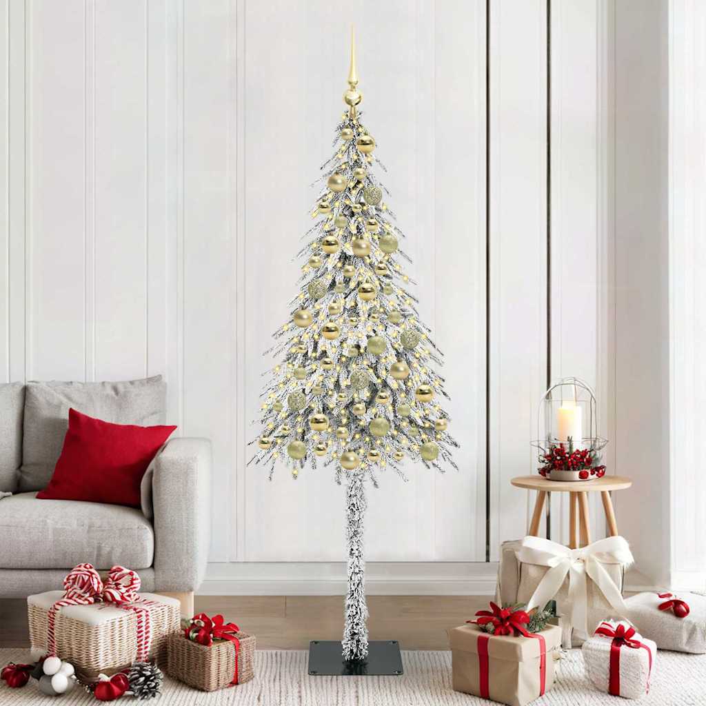 Juletre med 300 LED med stativ Hvit 180 cm PE og stål