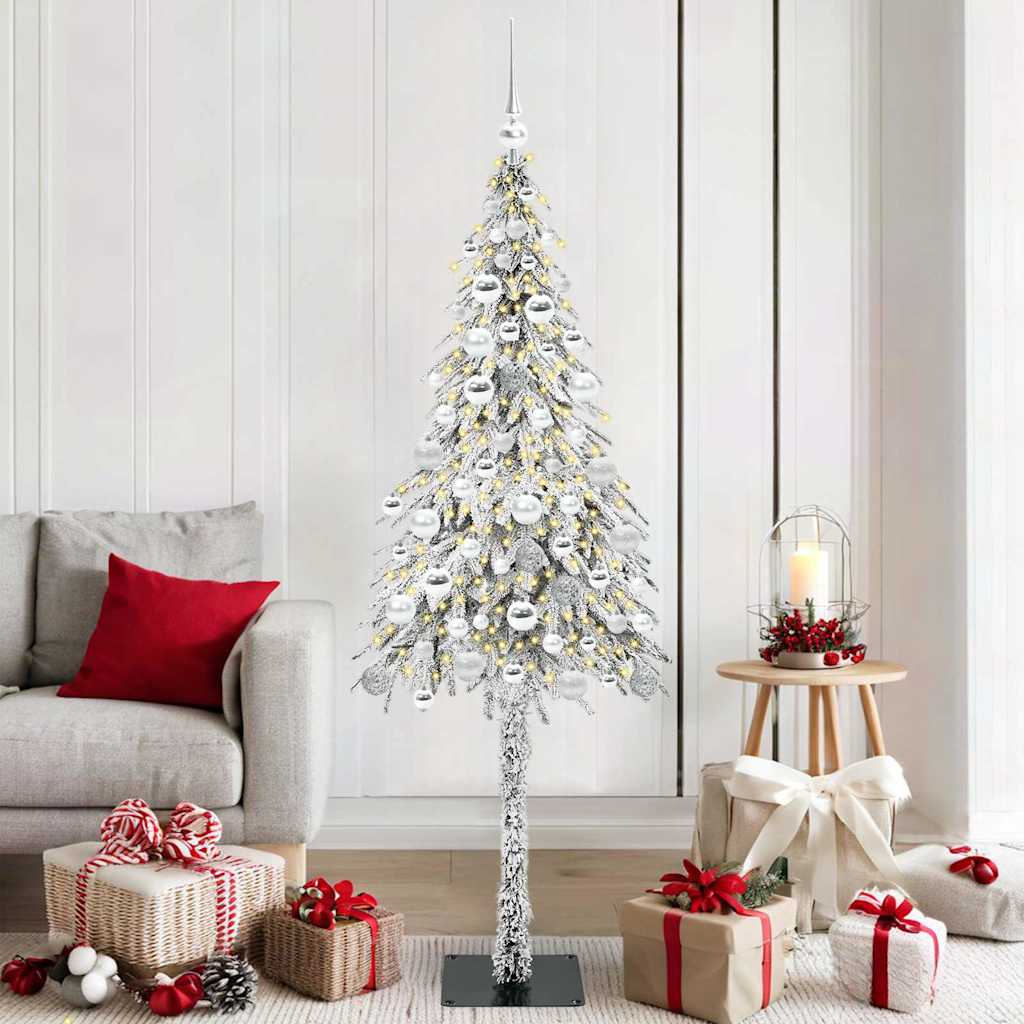 Juletre med 300 LED med stativ Hvit 180 cm PE og stål
