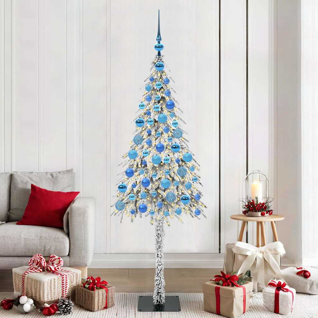 Juletre med 300 LED med stativ Hvit 180 cm PE og stål