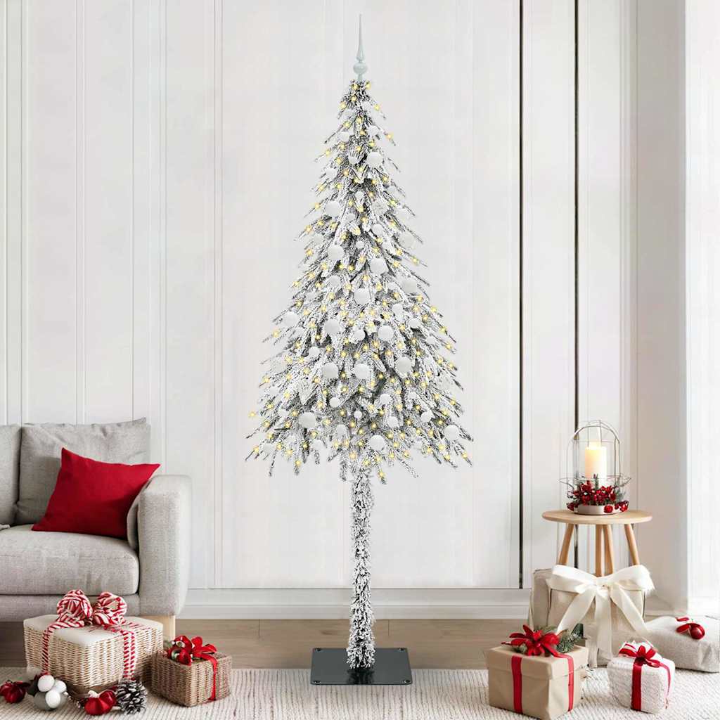 Juletre med 300 LED med stativ Hvit 210 cm PE og stål
