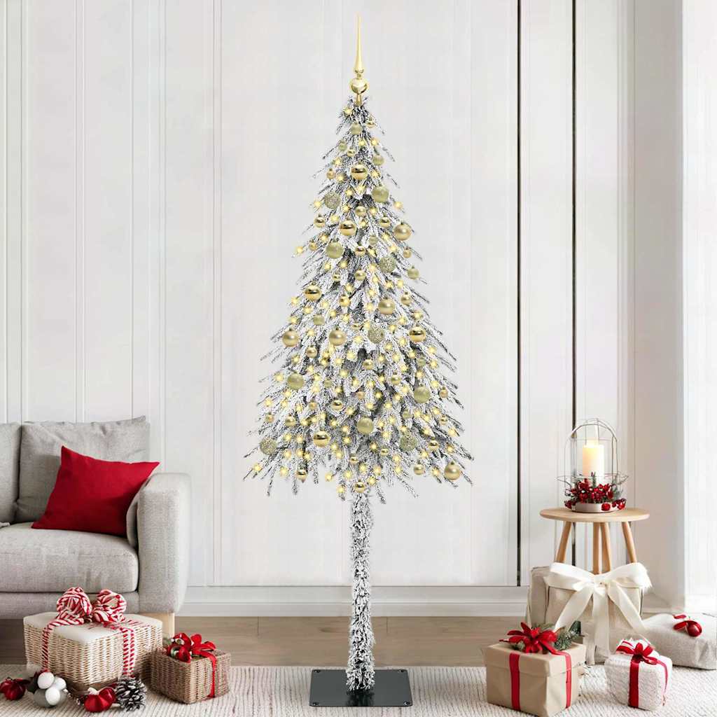 Juletre med 300 LED med stativ Hvit 210 cm PE og stål
