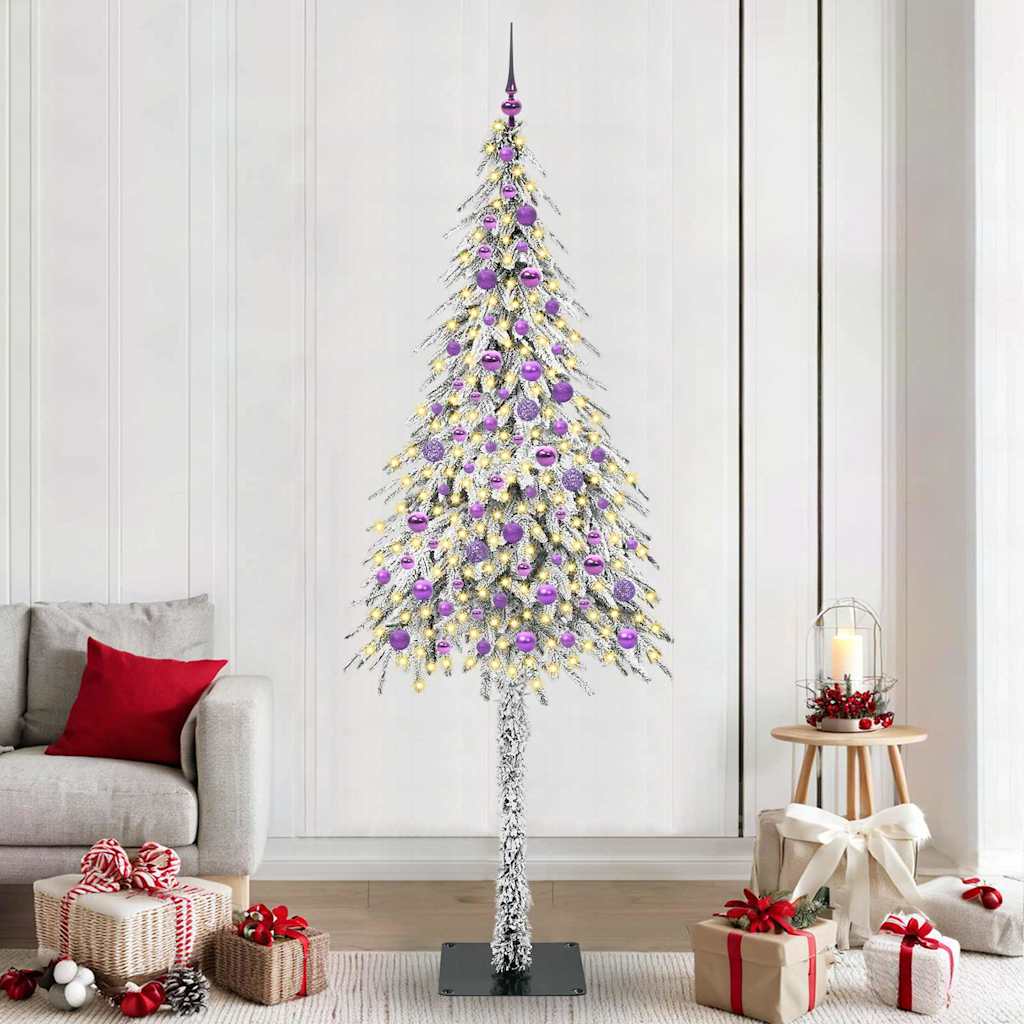 Juletre med 300 LED med stativ Hvit 210 cm PE og stål