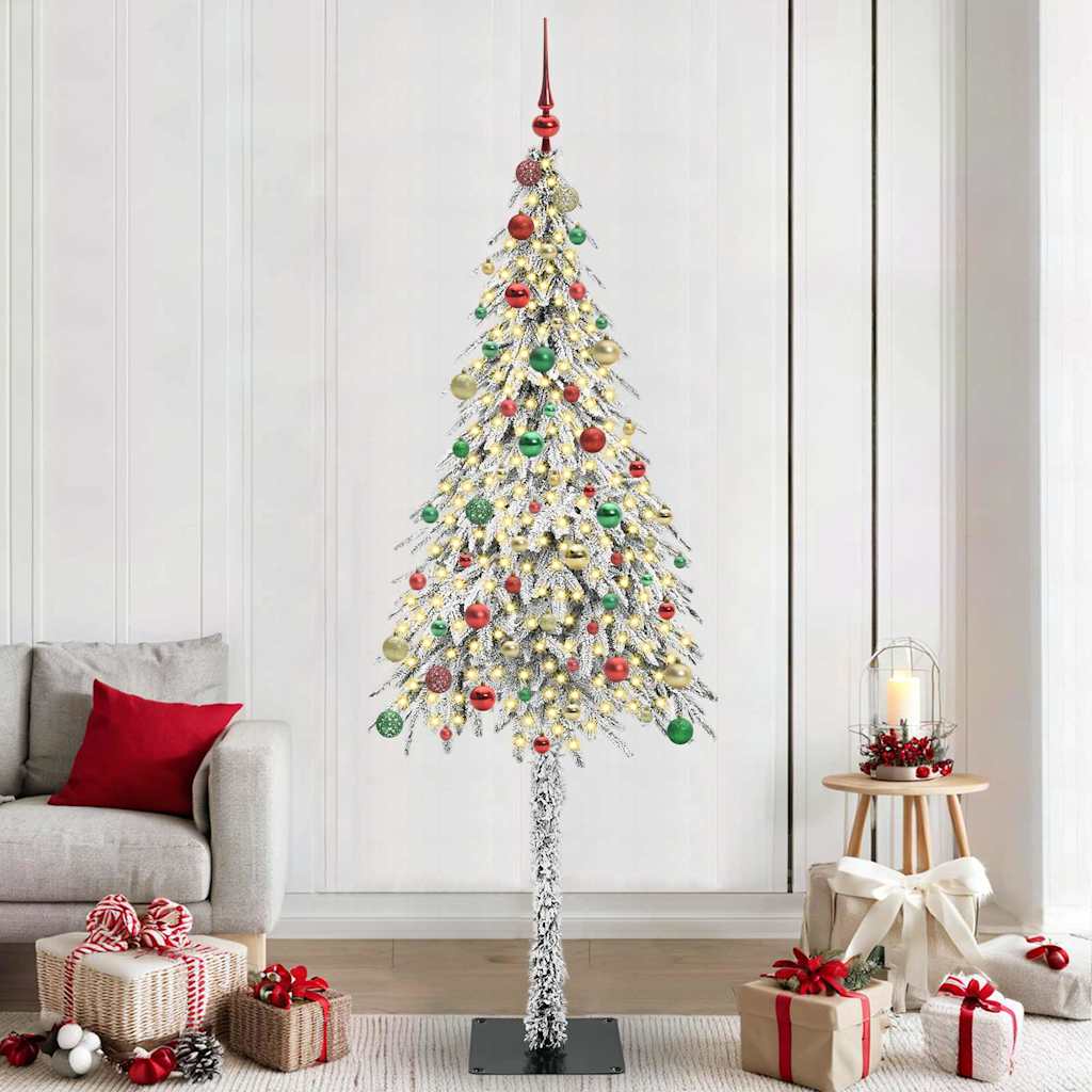 Juletre med 300 LED med stativ Hvit 210 cm PE og stål