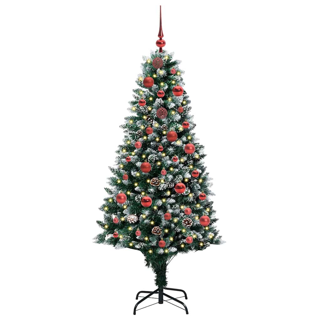 Kunstig juletre med 150 LED grønn 150 cm PVC og Stål og Plast