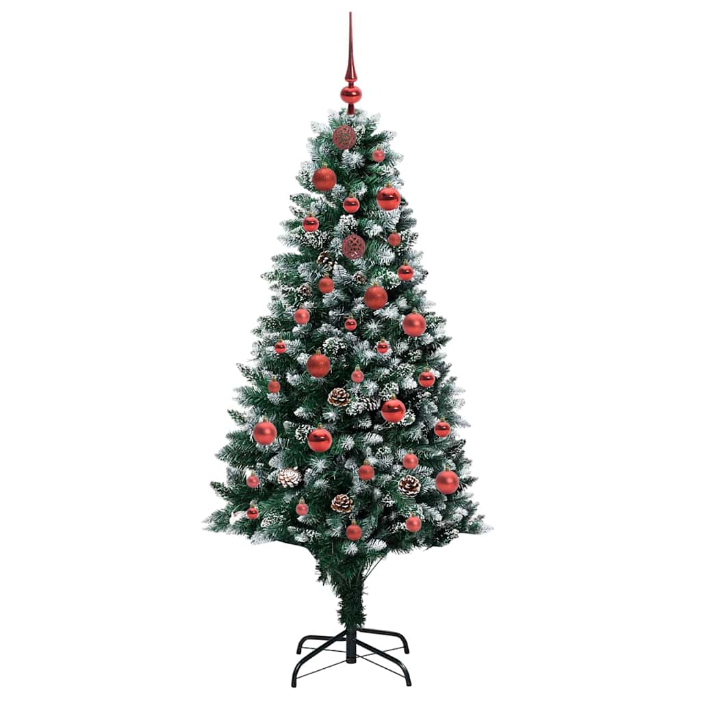 Kunstig juletre med 150 LED grønn 150 cm PVC og Stål og Plast